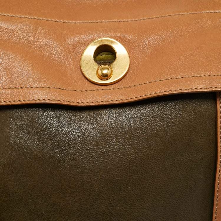 Pre Owned Yves Saint Laurent Tricolor Leather and Suede Medium Muse Two Top Handle Bag