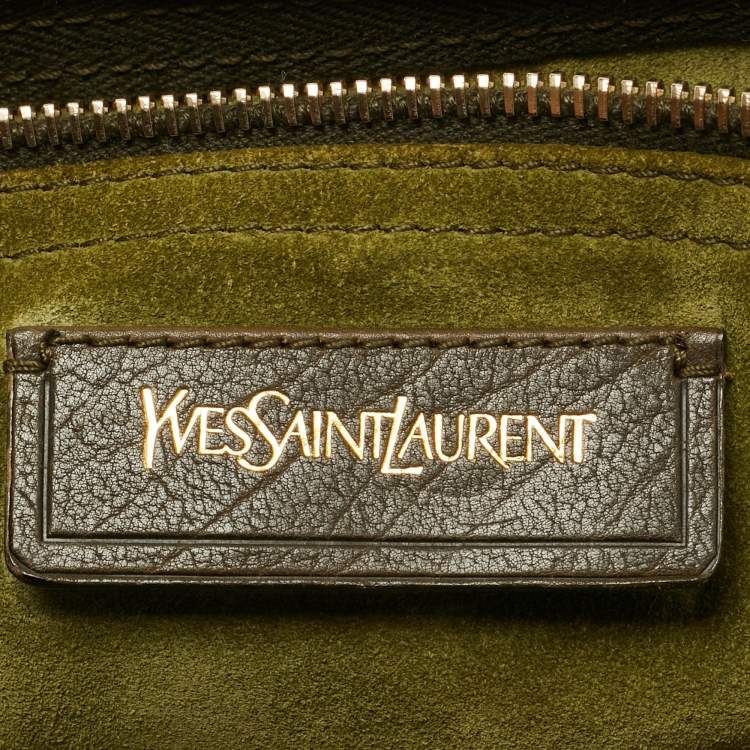 Pre Owned Yves Saint Laurent Tricolor Leather and Suede Medium Muse Two Top Handle Bag