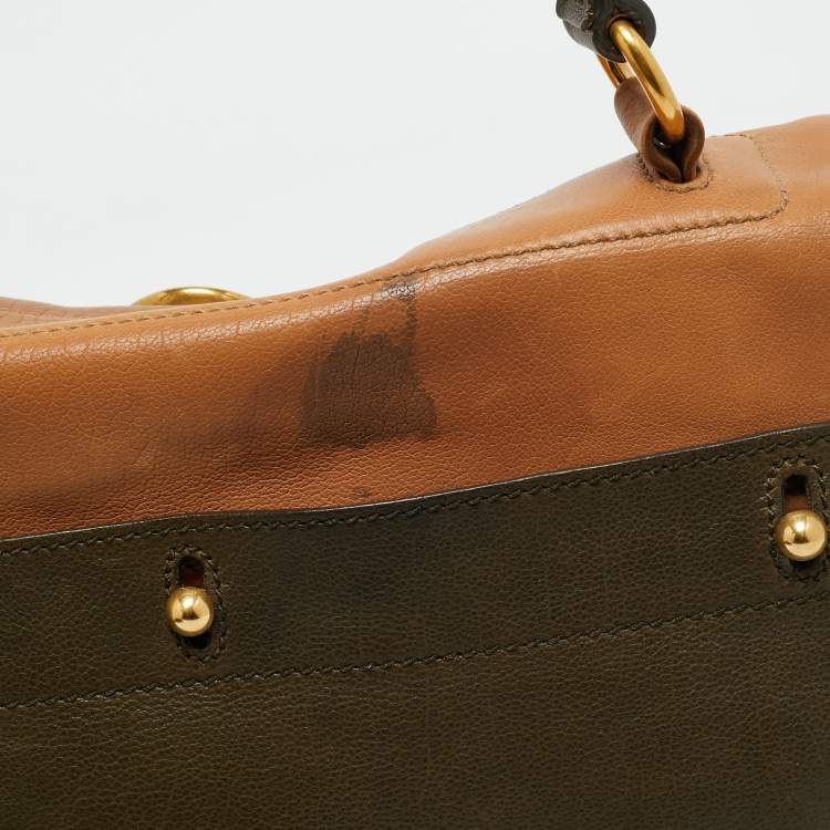Pre Owned Yves Saint Laurent Tricolor Leather and Suede Medium Muse Two Top Handle Bag
