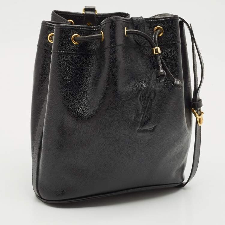 Pre Owned Yves Saint Laurent Black Leather Vintage Bucket Bag