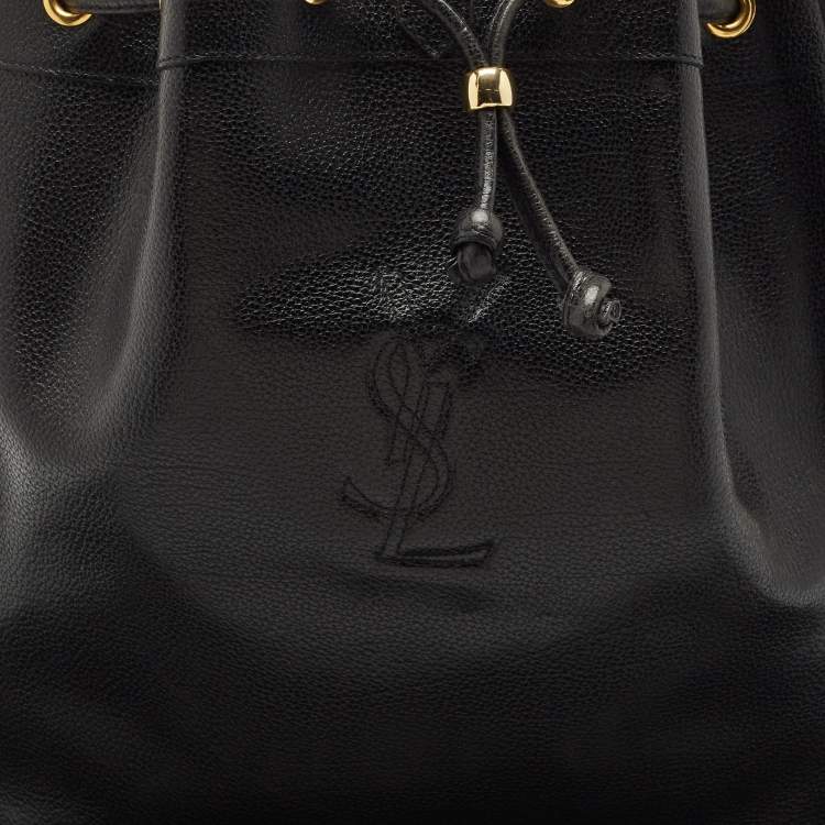 Pre Owned Yves Saint Laurent Black Leather Vintage Bucket Bag