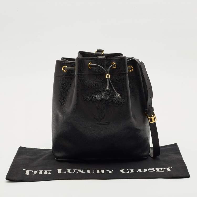 Pre Owned Yves Saint Laurent Black Leather Vintage Bucket Bag