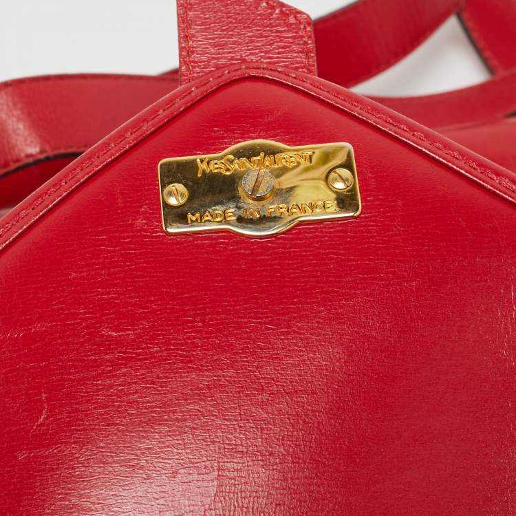 Pre Owned Yves Saint Laurent Red Leather Vintage Flap Crossbody Bag
