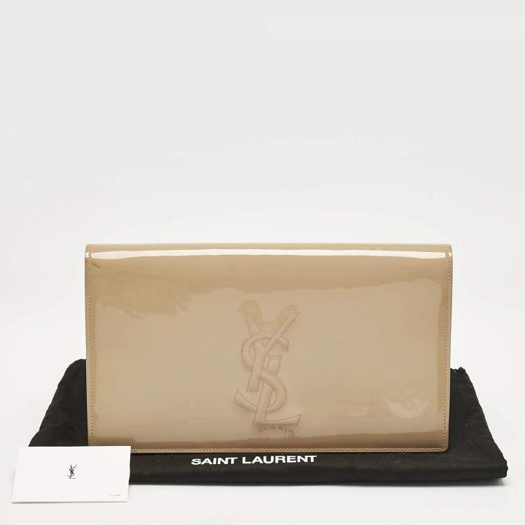 Pre Owned Yves Saint Laurent Beige Patent Leather Belle De Jour Clutch