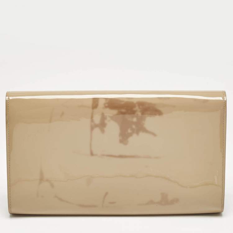 Pre Owned Yves Saint Laurent Beige Patent Leather Belle De Jour Clutch