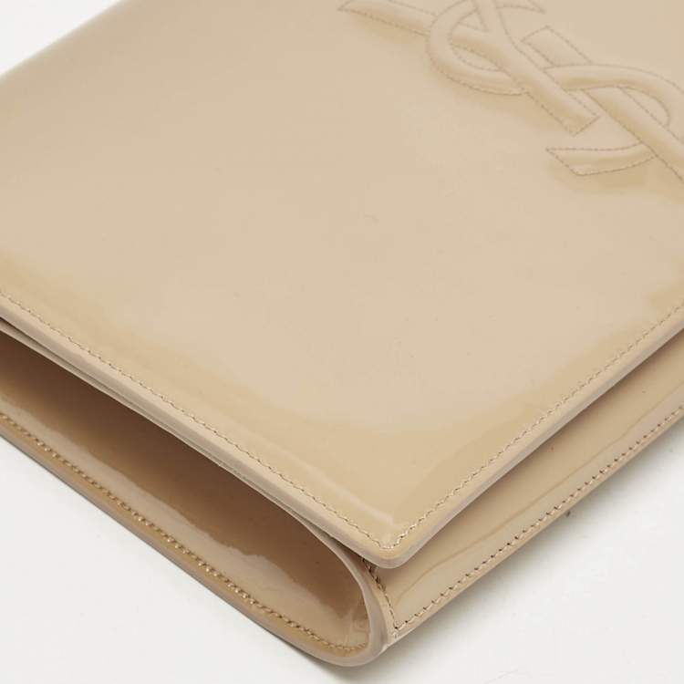 Pre Owned Yves Saint Laurent Beige Patent Leather Belle De Jour Clutch