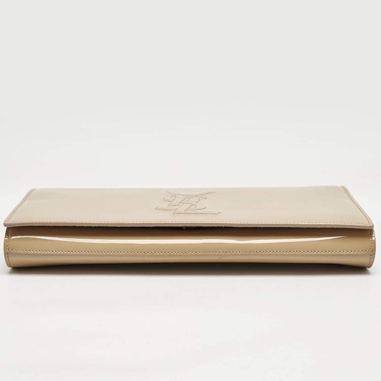 Pre Owned Yves Saint Laurent Beige Patent Leather Belle De Jour Clutch