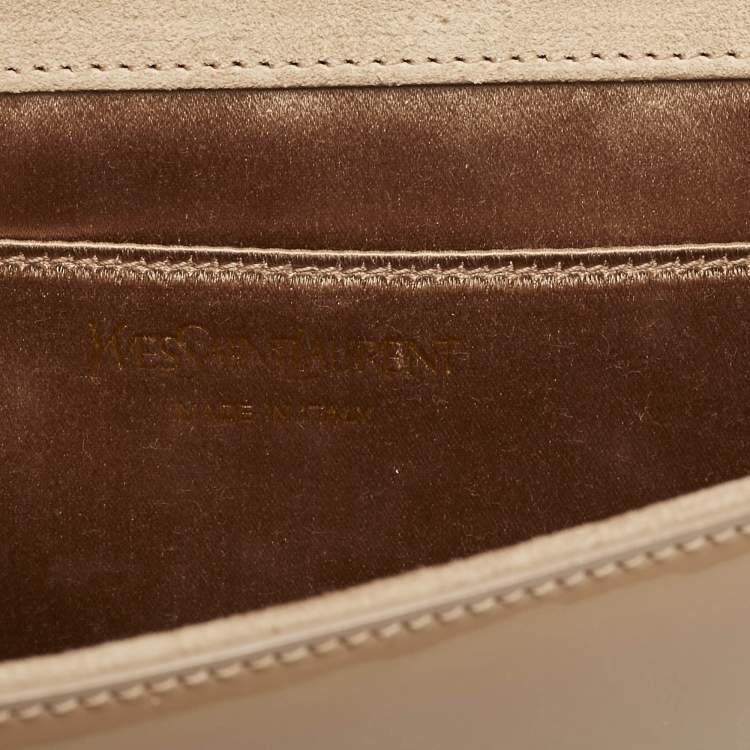 Pre Owned Yves Saint Laurent Beige Patent Leather Belle De Jour Clutch