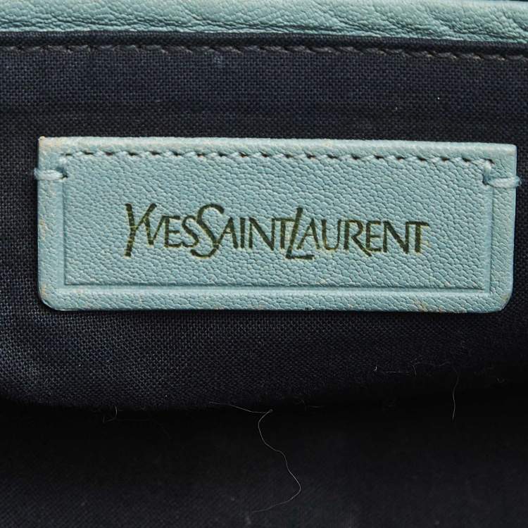 Pre Owned Yves Saint Laurent Light Blue Leather Medium Cabas Chyc Tote