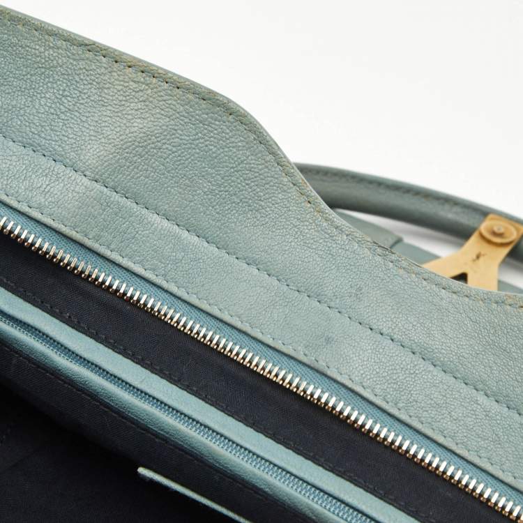 Pre Owned Yves Saint Laurent Light Blue Leather Medium Cabas Chyc Tote