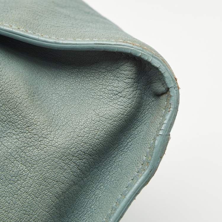 Pre Owned Yves Saint Laurent Light Blue Leather Medium Cabas Chyc Tote