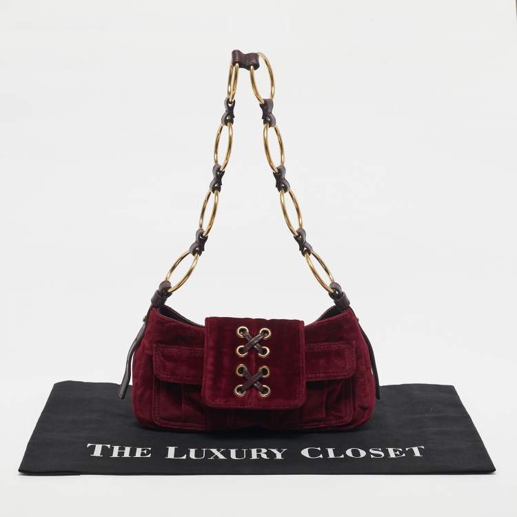 Pre Owned Yves Saint Laurent Velvet Small Parisienne Shoulder Bag