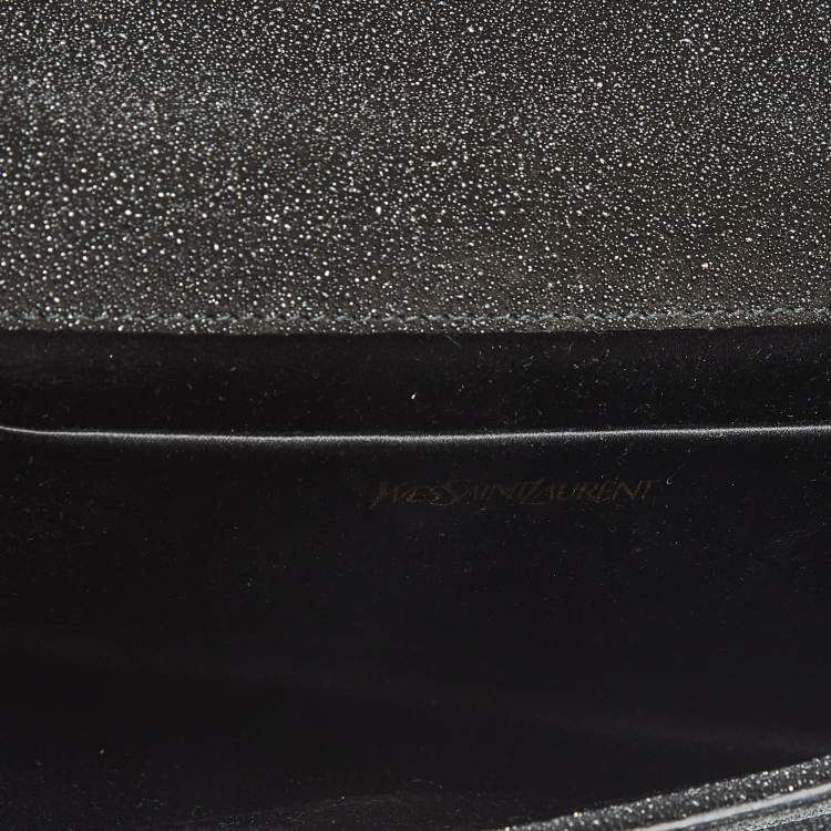 Pre Owned Yves Saint Laurent Black Textured Coated Suede Y-Ligne Clutch