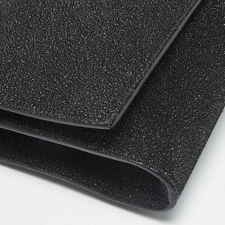 Pre Owned Yves Saint Laurent Black Textured Coated Suede Y-Ligne Clutch
