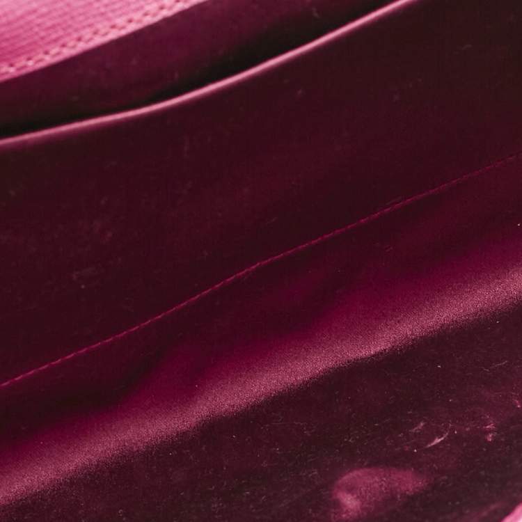Pre Owned Yves Saint Laurent Fuchsia Leather Ligne Y Clutch