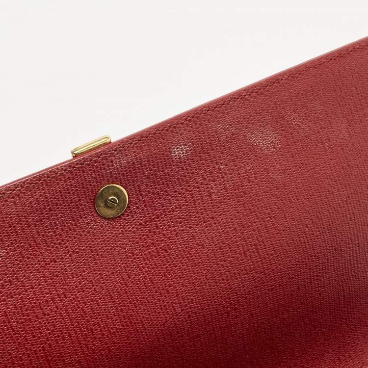 Pre Owned Yves Saint Laurent Red Leather Ligne Y Clutch