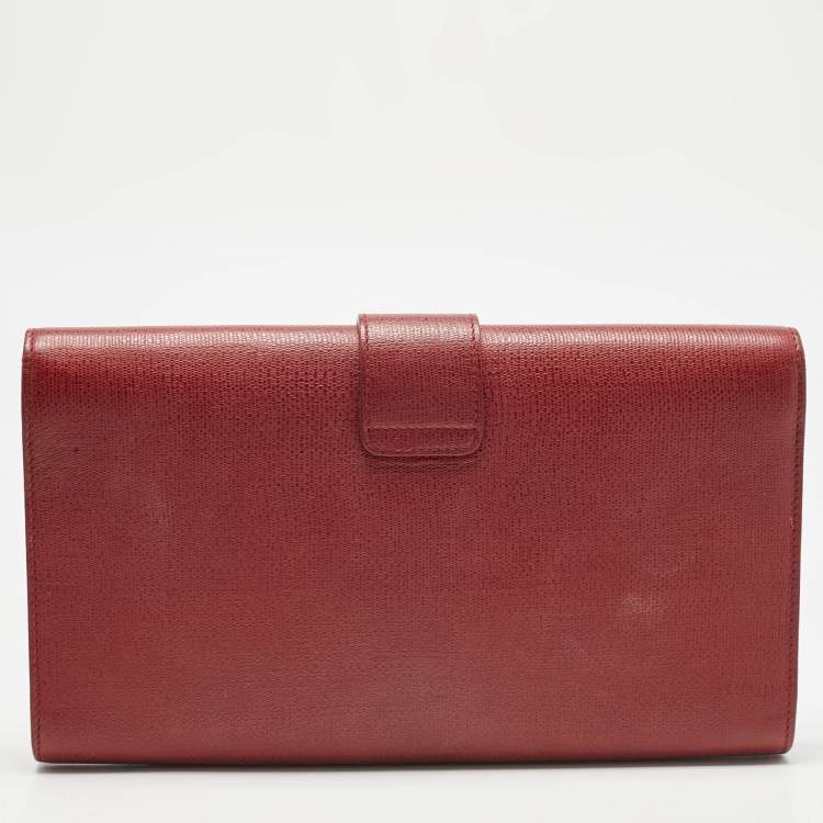 Pre Owned Yves Saint Laurent Red Leather Ligne Y Clutch