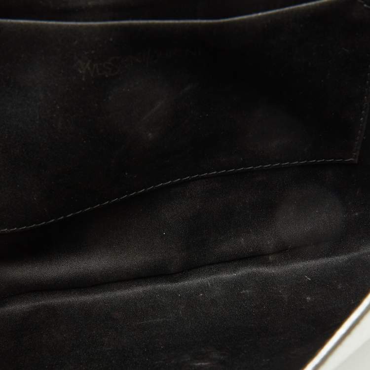 Pre Owned Yves Saint Laurent Silver Leather Belle De Jour Flap Clutch