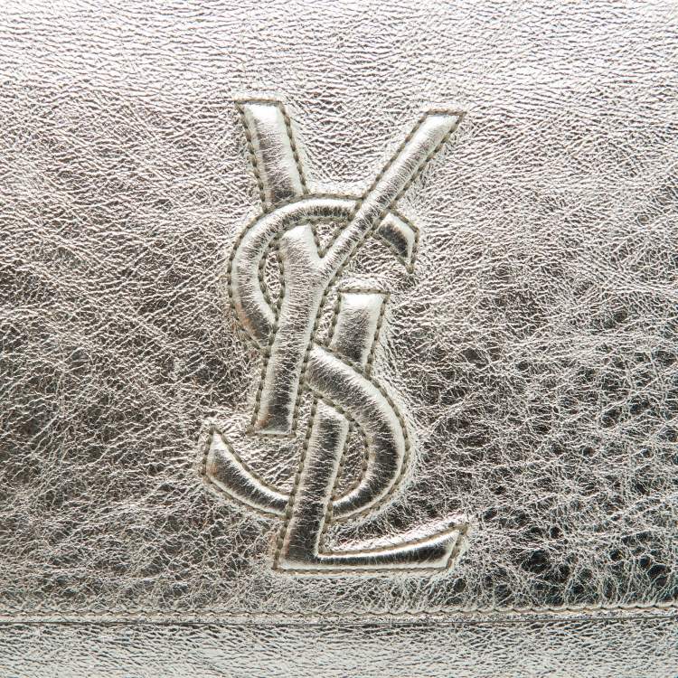 Pre Owned Yves Saint Laurent Silver Leather Belle De Jour Flap Clutch