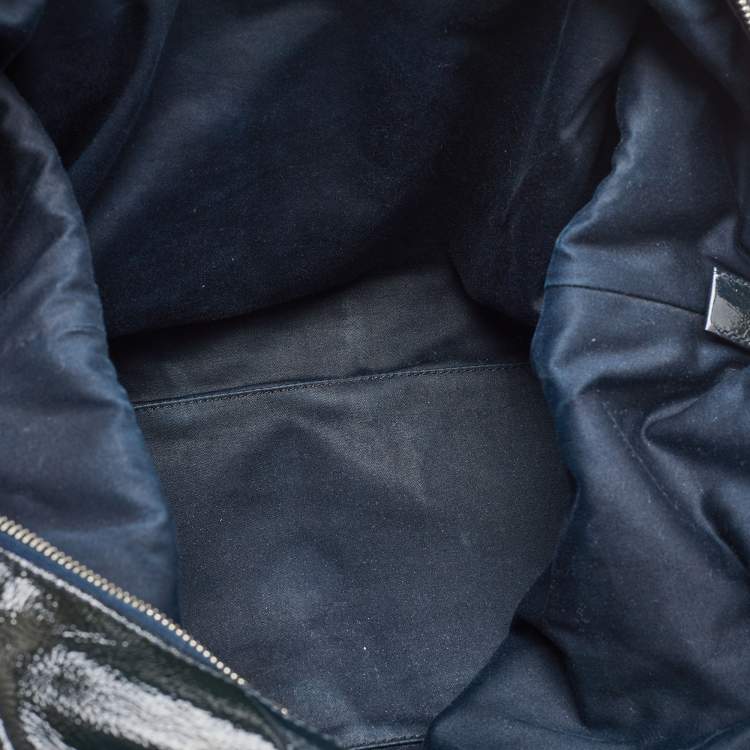 Pre Owned Yves Saint Laurent Midnight Blue Patent Leather Easy Y Satchel