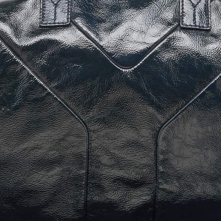 Pre Owned Yves Saint Laurent Midnight Blue Patent Leather Easy Y Satchel