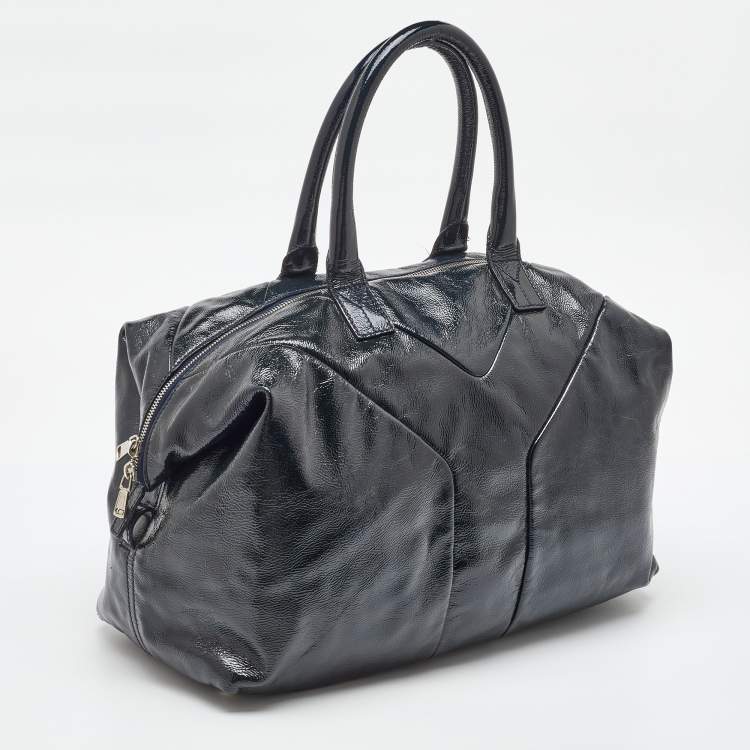 Pre Owned Yves Saint Laurent Midnight Blue Patent Leather Easy Y Satchel