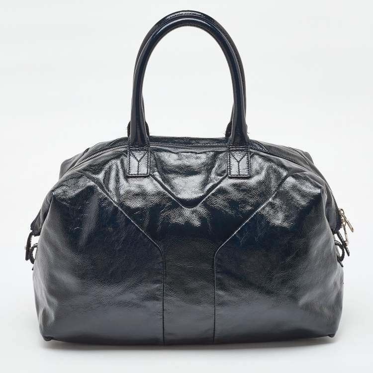Pre Owned Yves Saint Laurent Midnight Blue Patent Leather Easy Y Satchel