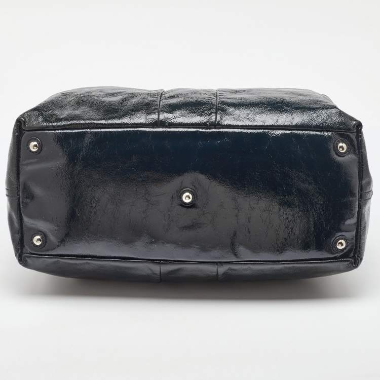 Pre Owned Yves Saint Laurent Midnight Blue Patent Leather Easy Y Satchel