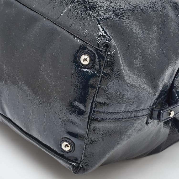 Pre Owned Yves Saint Laurent Midnight Blue Patent Leather Easy Y Satchel