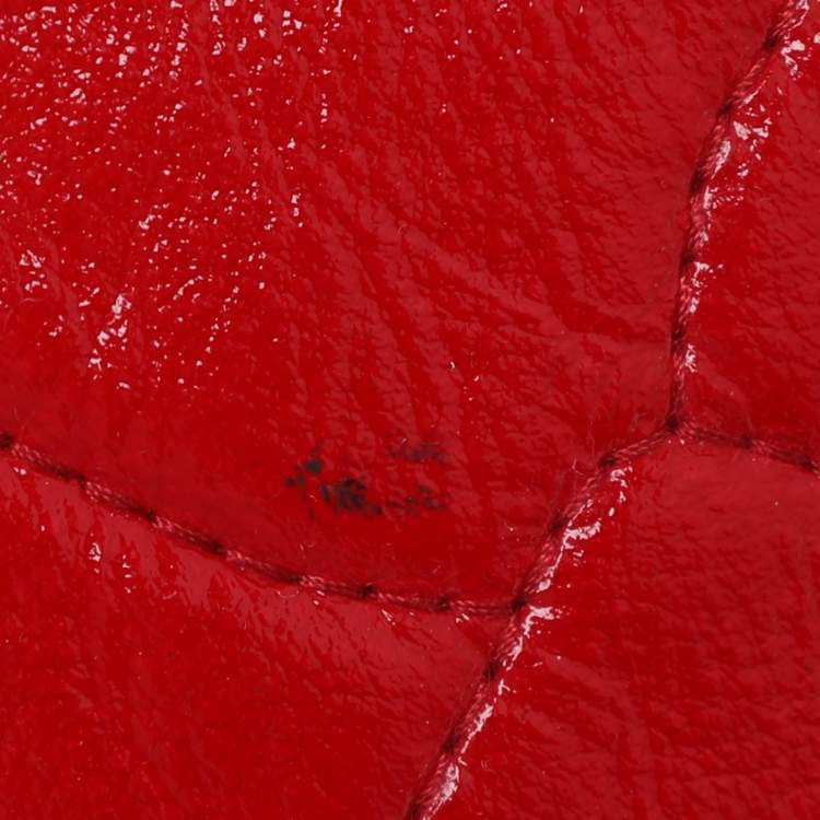 Pre Owned Yves Saint Laurent Red Croc Embossed Patent Leather Tribute Tote