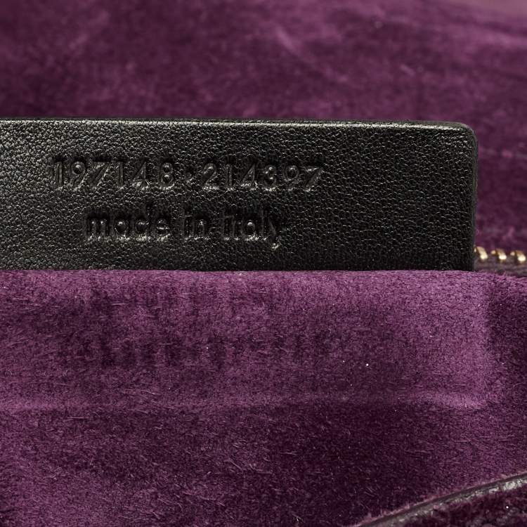 Pre Owned Yves Saint Laurent Purple Croc Embossed Leather and Suede Muse Two Top Handle Bag