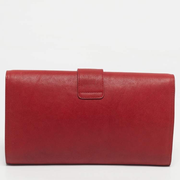 Pre Owned Yves Saint Laurent Red Leather Ligne Y Clutch
