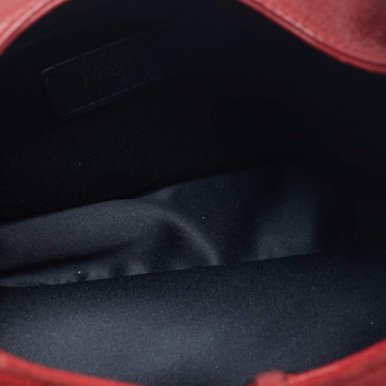 Pre Owned Yves Saint Laurent Red Leather and Suede Tassel Hobo
