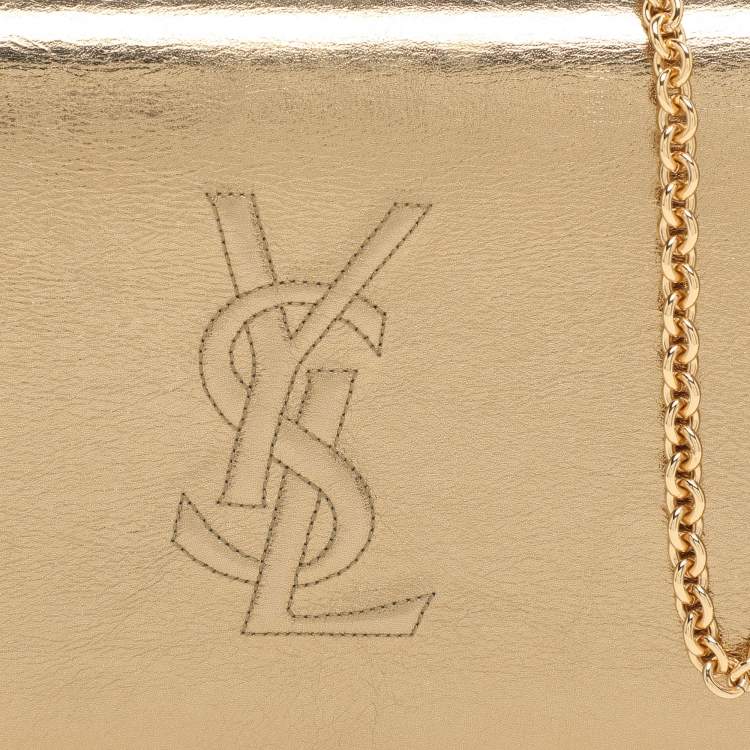 Pre Owned Yves Saint Laurent Gold Leather Belle de Jour Chain Clutch