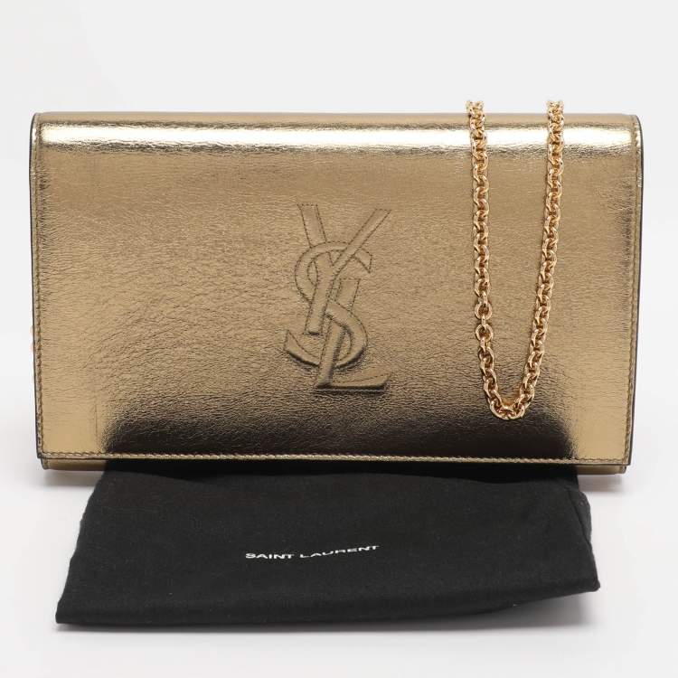 Pre Owned Yves Saint Laurent Gold Leather Belle de Jour Chain Clutch