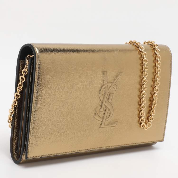 Pre Owned Yves Saint Laurent Gold Leather Belle de Jour Chain Clutch