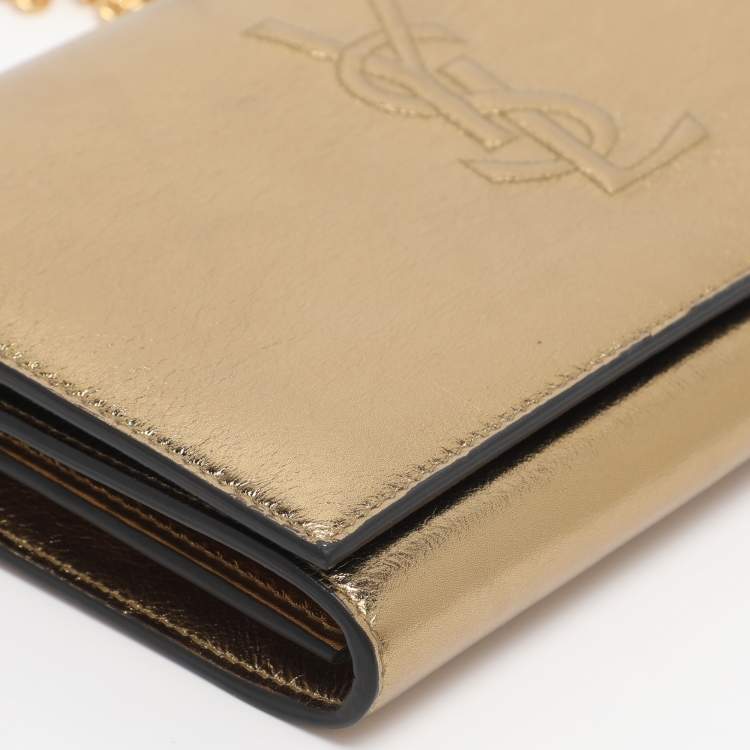Pre Owned Yves Saint Laurent Gold Leather Belle de Jour Chain Clutch