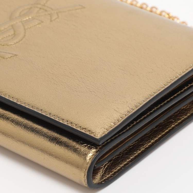 Pre Owned Yves Saint Laurent Gold Leather Belle de Jour Chain Clutch