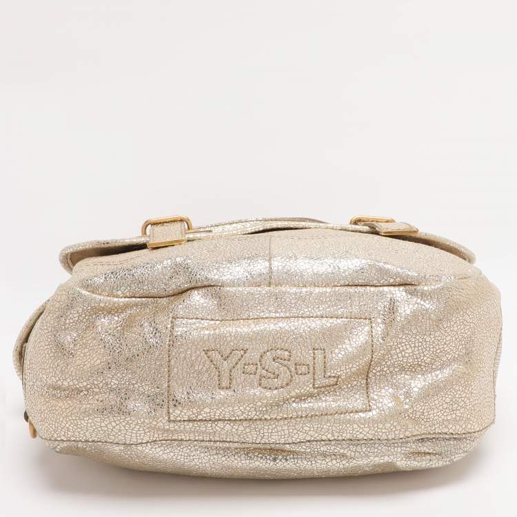Pre Owned Yves Saint Laurent Metallic Gold Leather Besace Shoulder Bag