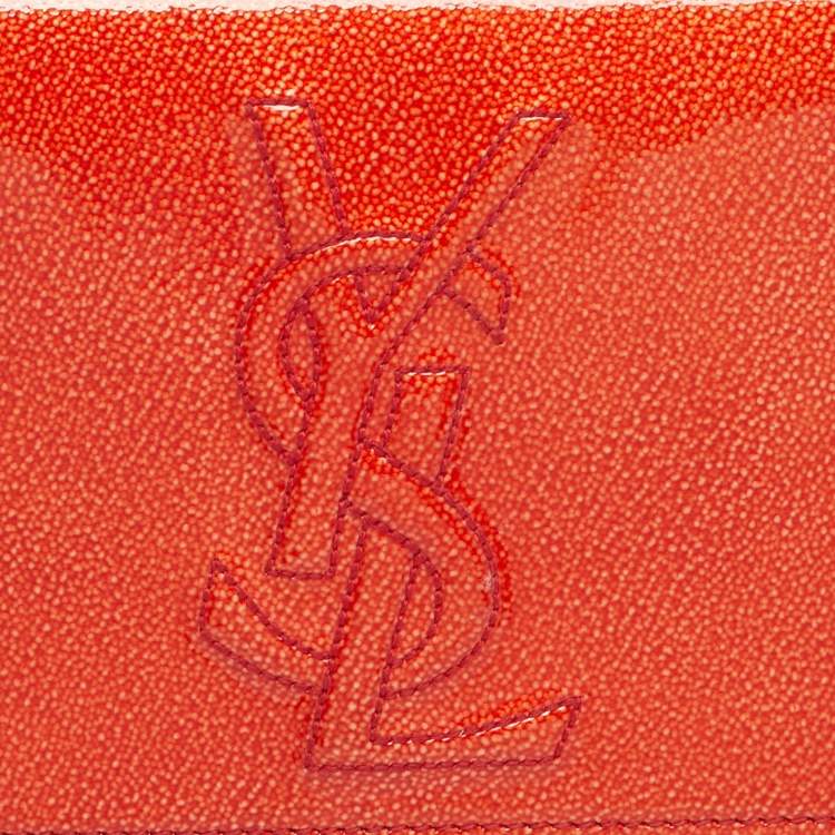 Pre Owned Yves Saint Laurent Orange Patent Leather Belle De Jour Flap Clutch