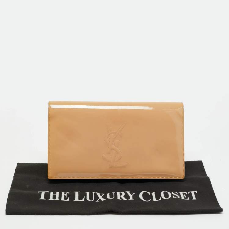 Pre Owned Yves Saint Laurent Beige Patent Leather Belle De Jour Clutch