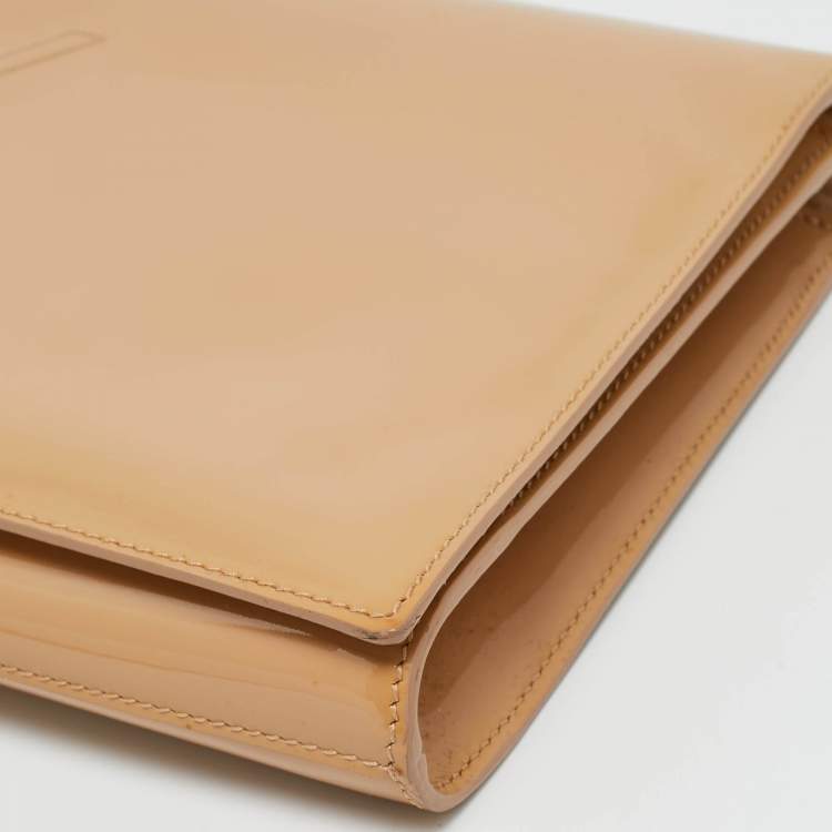 Pre Owned Yves Saint Laurent Beige Patent Leather Belle De Jour Clutch