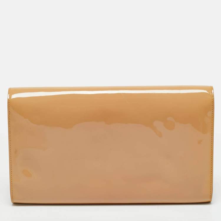 Pre Owned Yves Saint Laurent Beige Patent Leather Belle De Jour Clutch