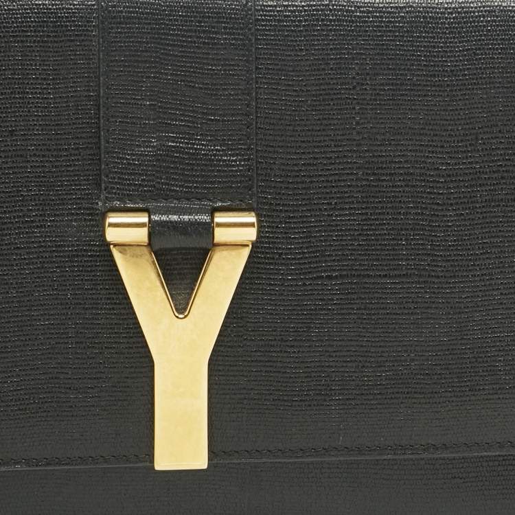 Pre Owned Yves Saint Laurent Black Leather Y-Ligne Clutch