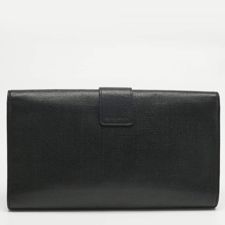 Pre Owned Yves Saint Laurent Black Leather Y-Ligne Clutch