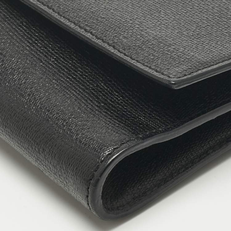 Pre Owned Yves Saint Laurent Black Leather Y-Ligne Clutch