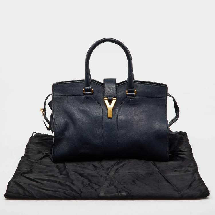 مملوكة مسبقًا حقيبة يد ايف سان لوران كاباس واي-لين جلد أزرق كحلي متوسطة