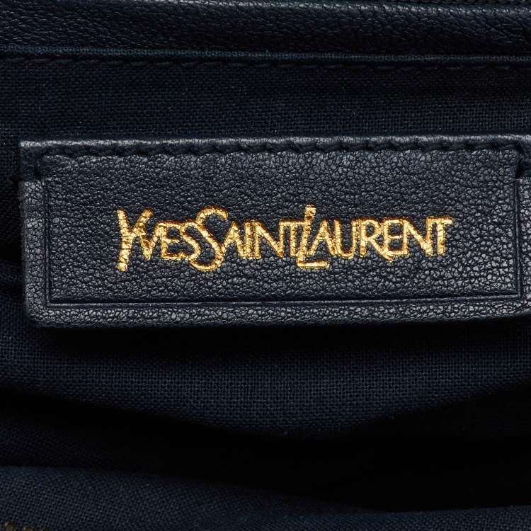 مملوكة مسبقًا حقيبة يد ايف سان لوران كاباس واي-لين جلد أزرق كحلي متوسطة