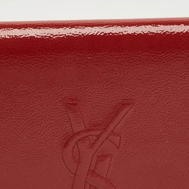 Pre Owned Saint Laurent Red Patent Leather Belle De Jour Flap Clutch