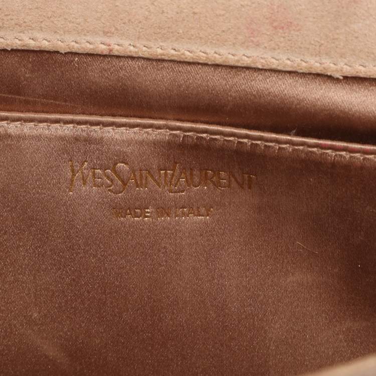 Pre Owned Yves Saint Laurent Beige Patent Leather Belle De Jour Flap Clutch